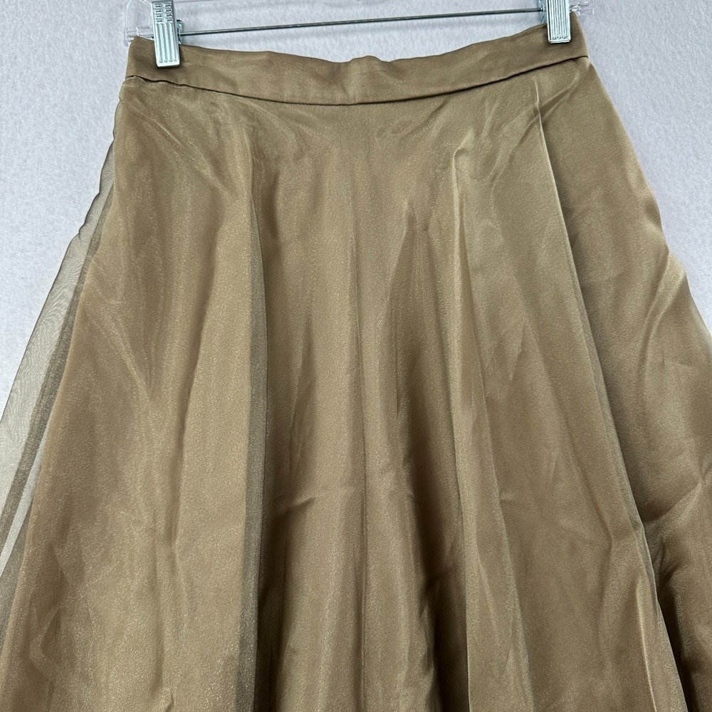 VTG Metallic Satin Tulle Maxi Skirt Gold‎ Champagne Sheen SMALL Christmas READ - Picture 3 of 10